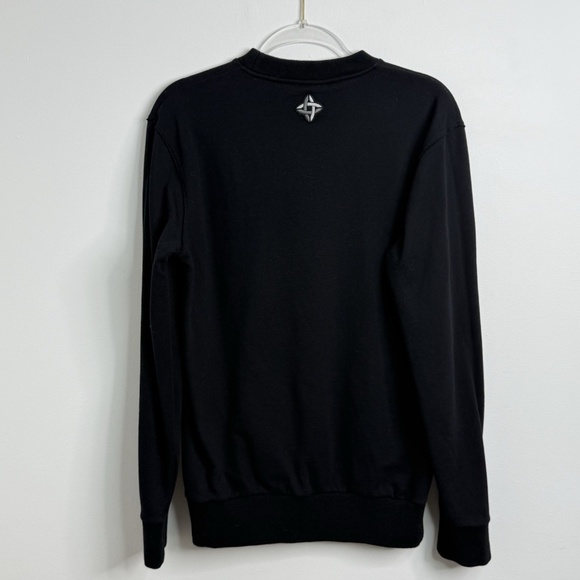 Lanvin Patch Crew Neck Sweatshirt Jumper Black Men's size S Designer Slim Cotton - Picture 10 of 16